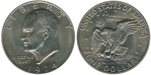 UNC BU 1974p Eisenhower Dollar Uncirculated AU 